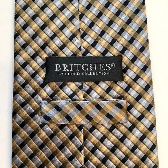 BRITCHES Gold & Silver Woven Italian Silk Stripe Tie - Picture 6 of 11